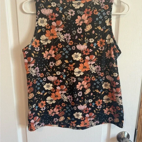 SHEIN Black Floral Tank Top with Multicolor Blooms - Picture 3 of 3